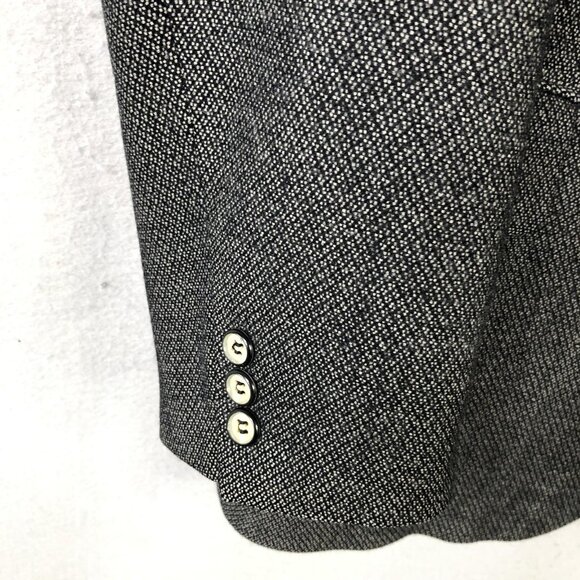 Hugo Boss Blazer Mens Extra Large Gray Wool Herringbone Sport Coat Suit Jacket - Picture 15 of 16